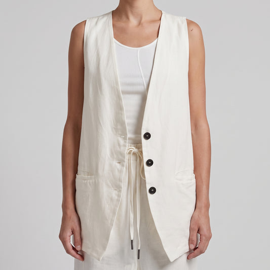Tailored Cream Linen Vest