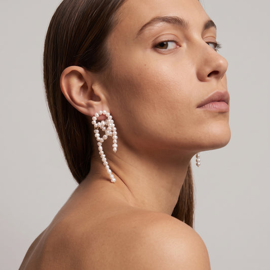 Sculptural Pearl Drop Earrings