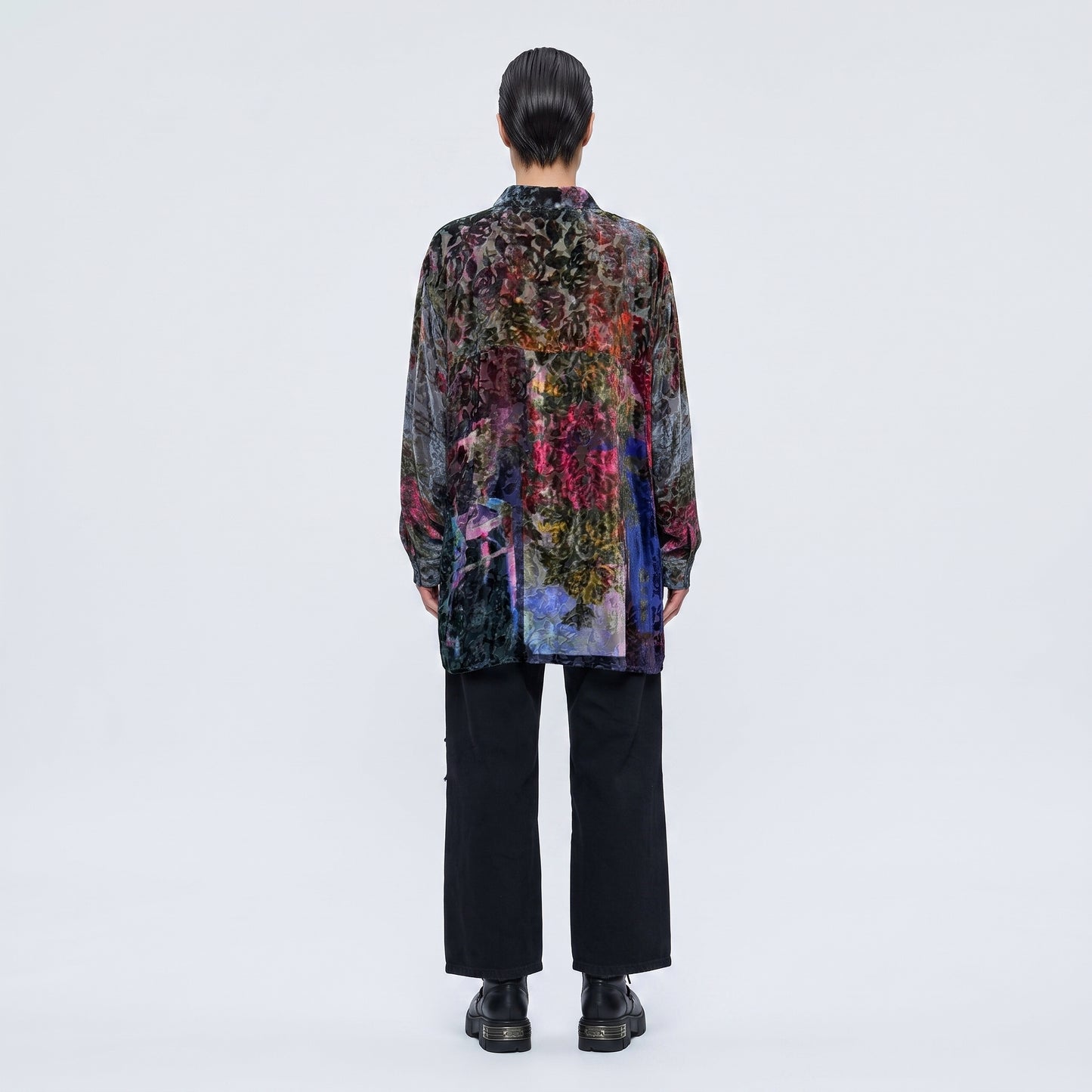 Floral Ruffle Velvet Shirt