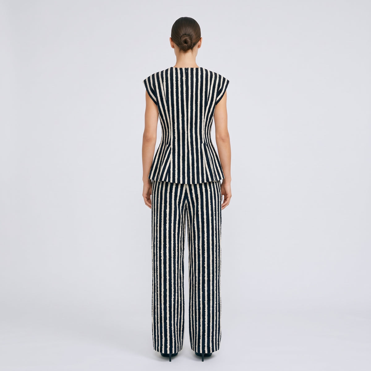 Structured Striped Peplum Vest