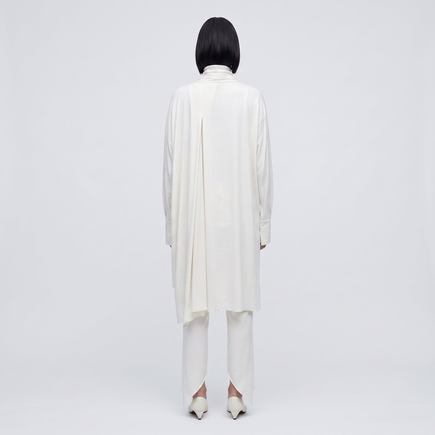 Draped Cream Silk Blouse