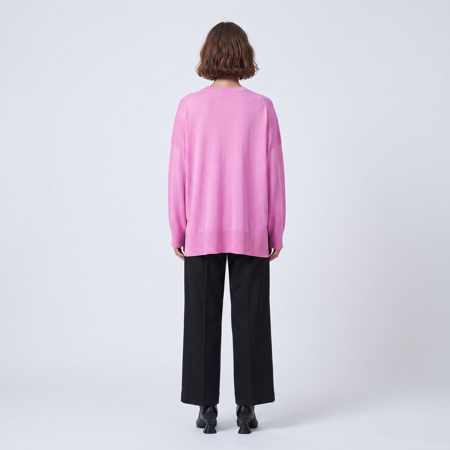 Vibrant Pink Crewneck Knit Sweater