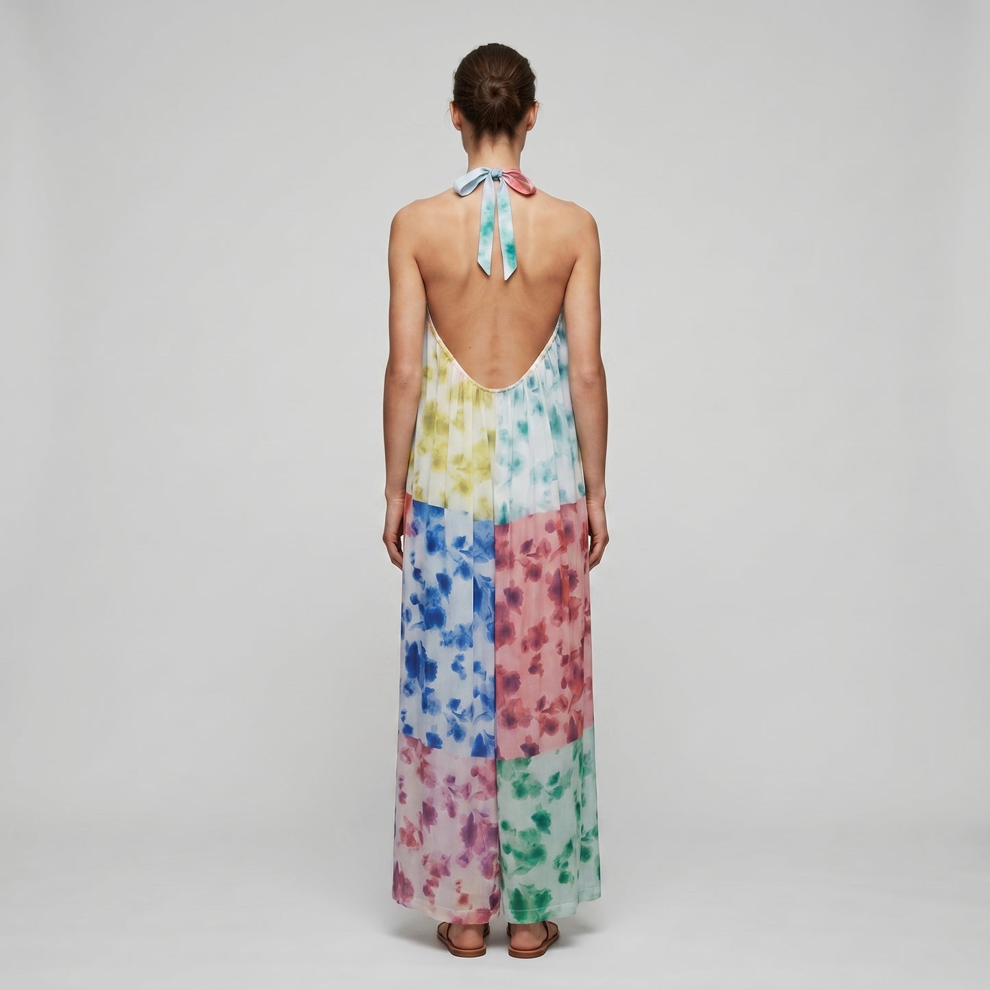 Floral Patchwork Halter Dress