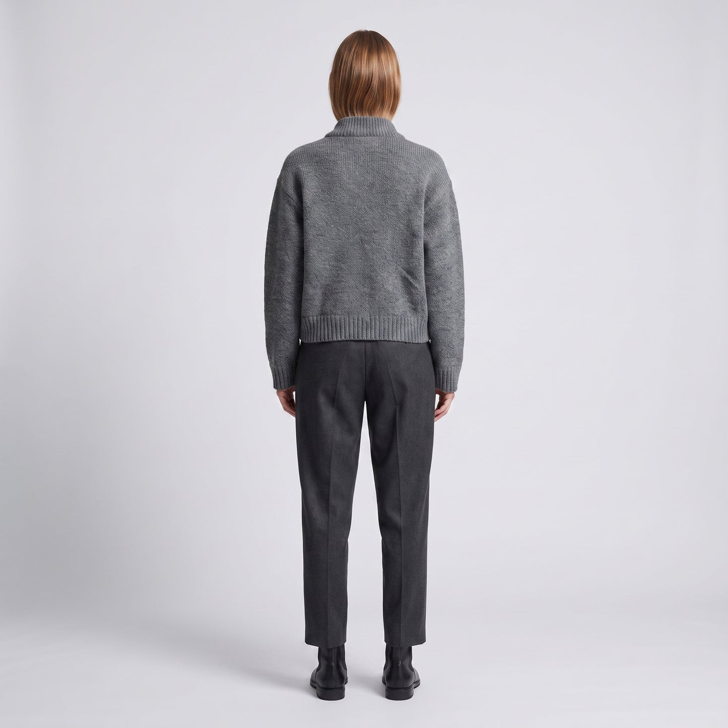 Grey Wool Zip Bomber Jacket
