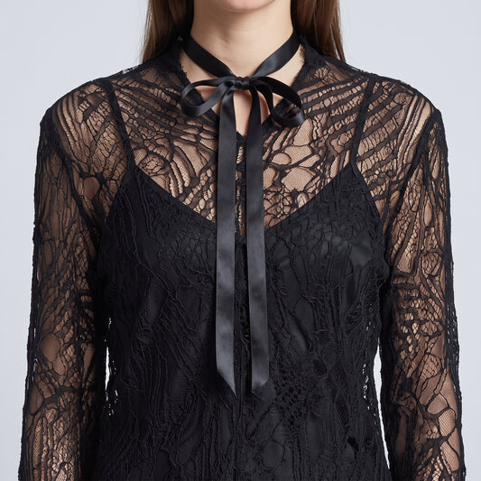 Elegant Black Lace V-Neck Top