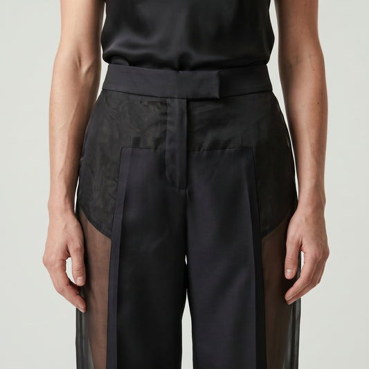 Sheer Panel Tailored Trousers