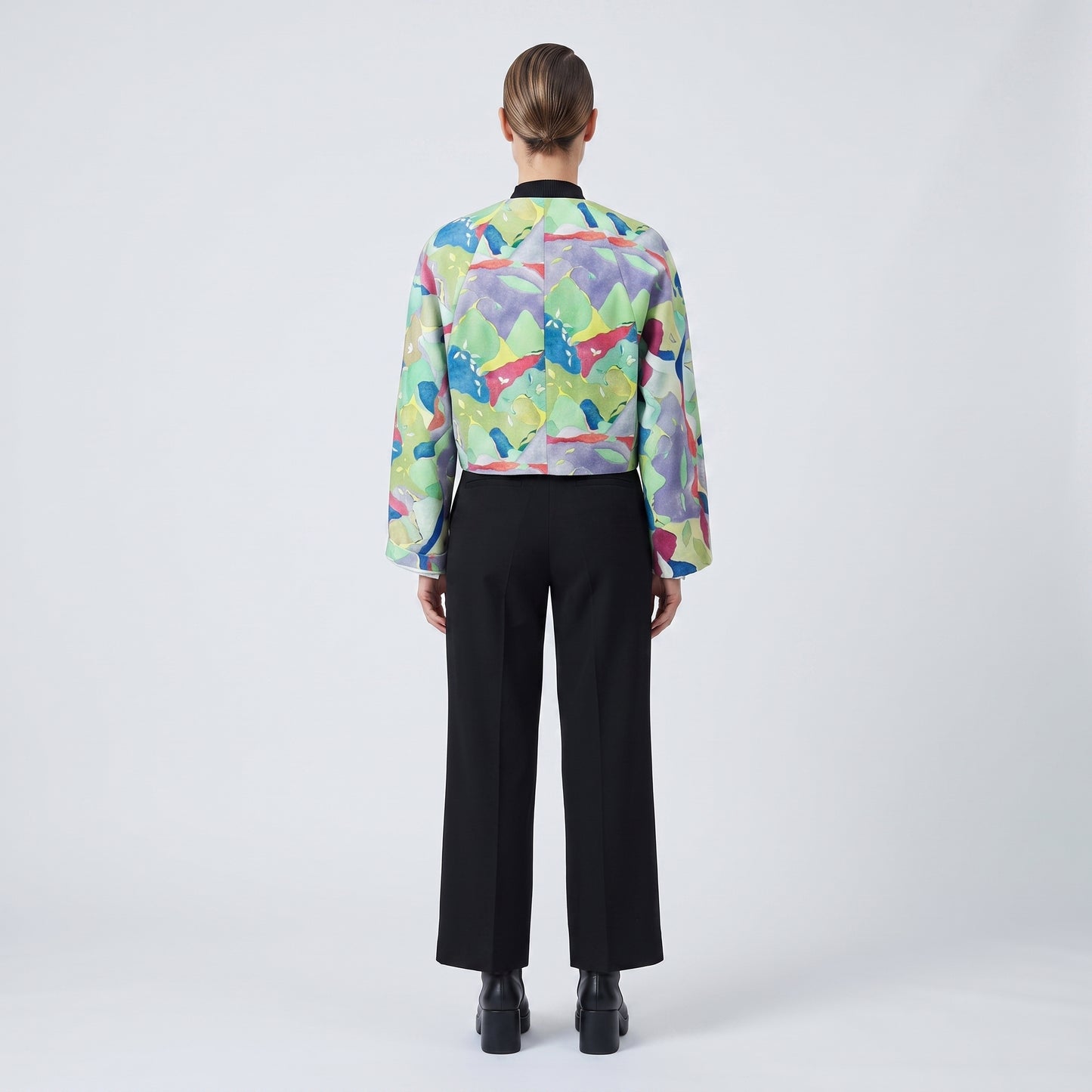 Abstract Print Cropped Jacket