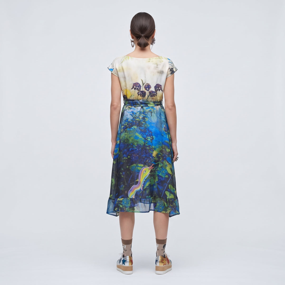 Floral Print Cap Sleeve Dress