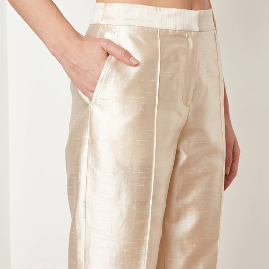 Tailored High-Waisted Silk Trousers