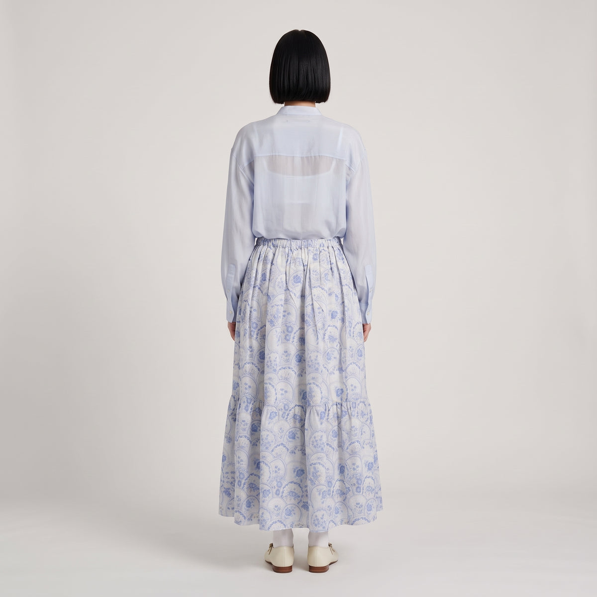 Ruffled Mandarin Collar Blouse