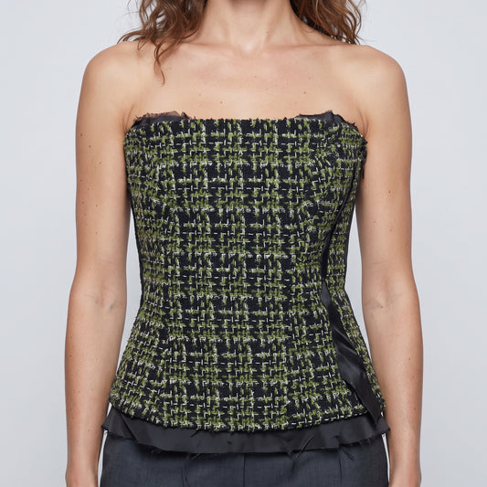 Structured Tweed Strapless Corset Top