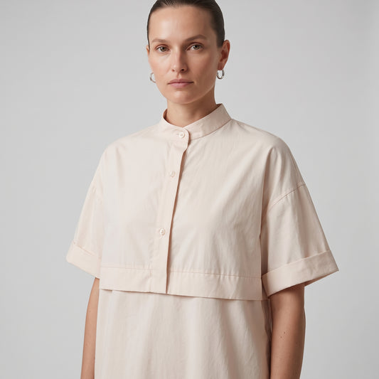 Minimalist Layered Cotton Shirt Dress