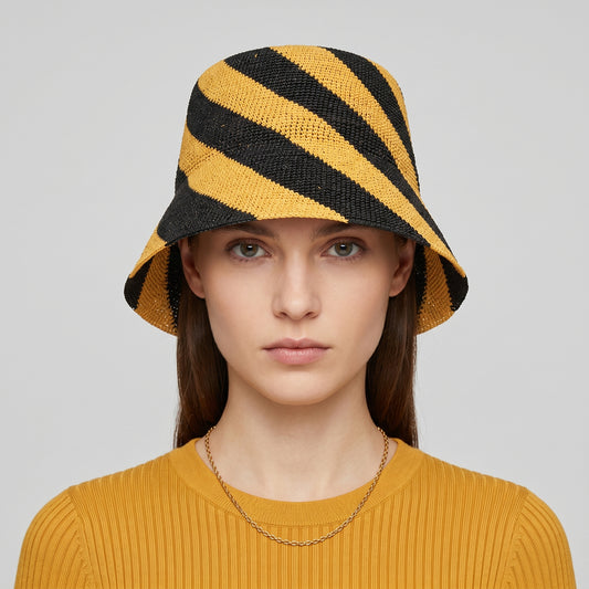 Packable Striped Woven Straw Hat