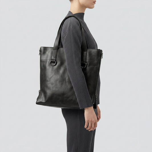 Structured Leather Tote Bag