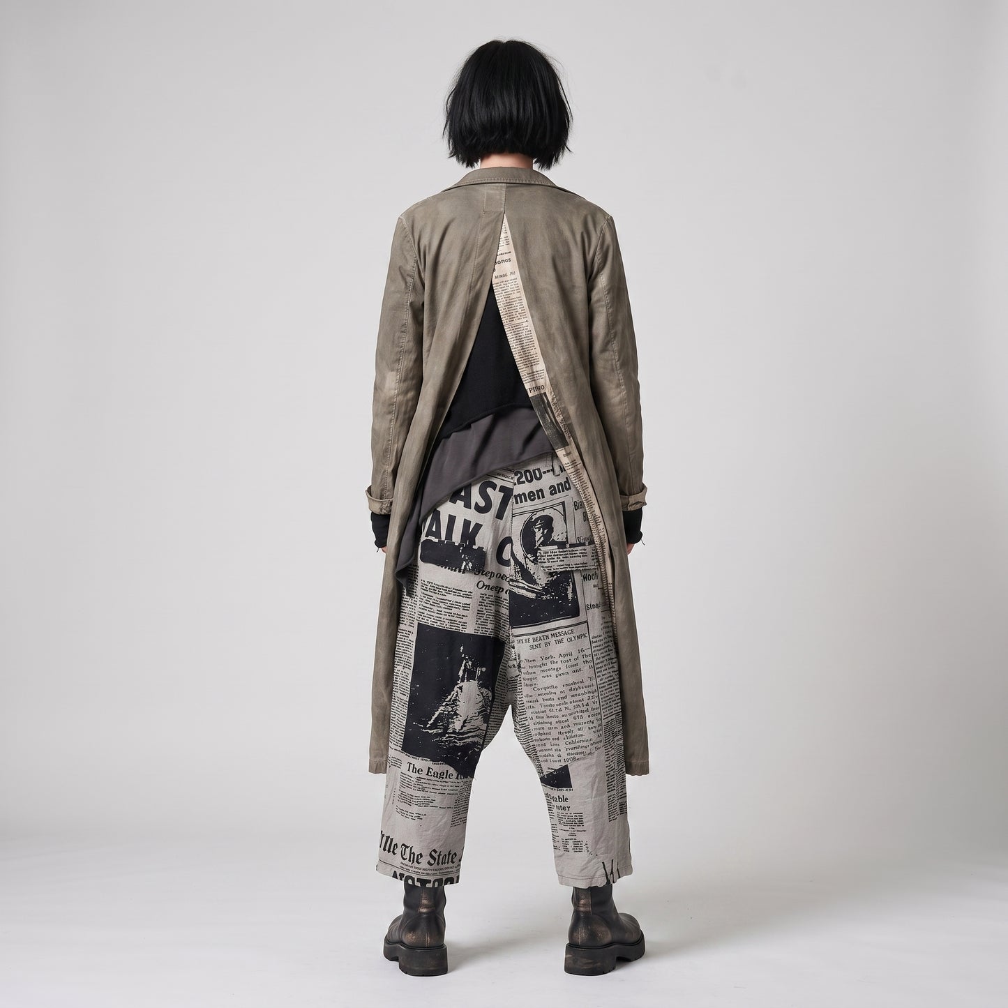 Newspaper Print Avant-Garde Trousers
