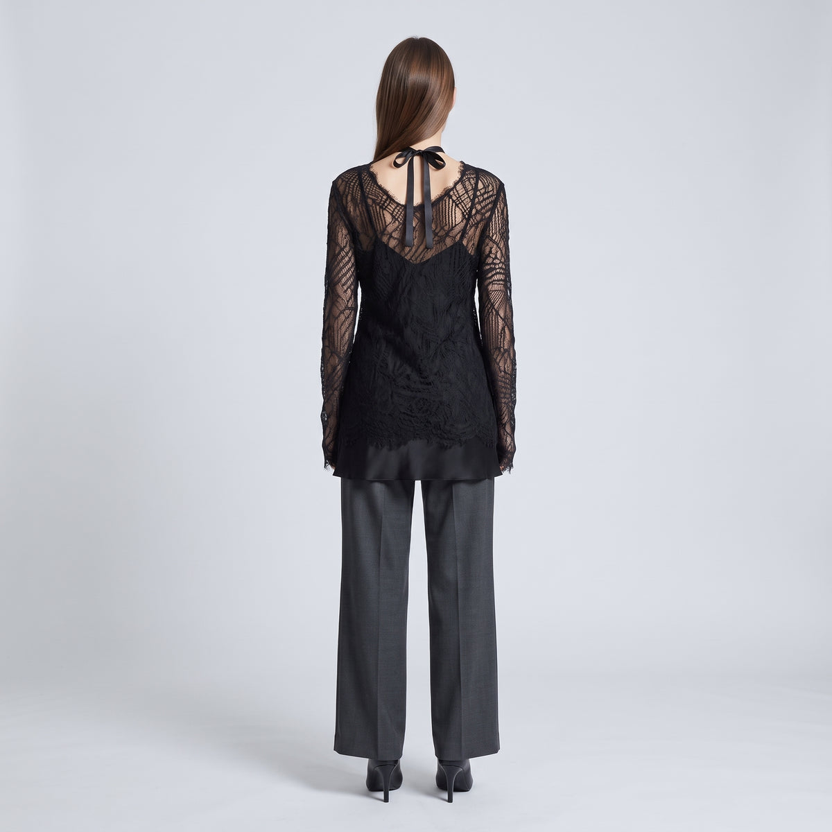 Elegant Black Lace V-Neck Top
