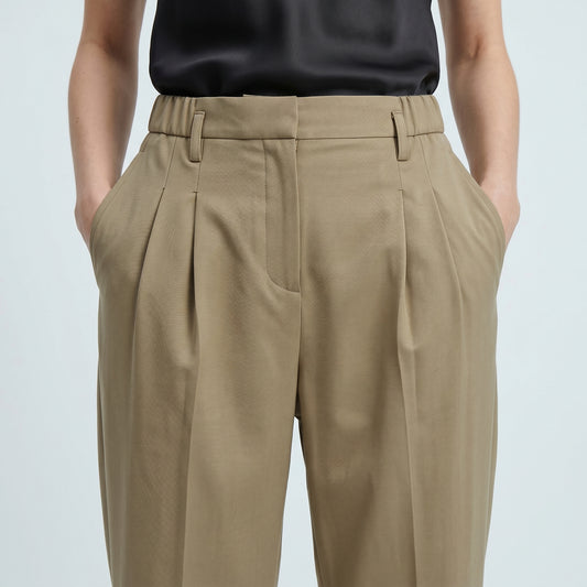 Tailored KAKI Pleated Trousers