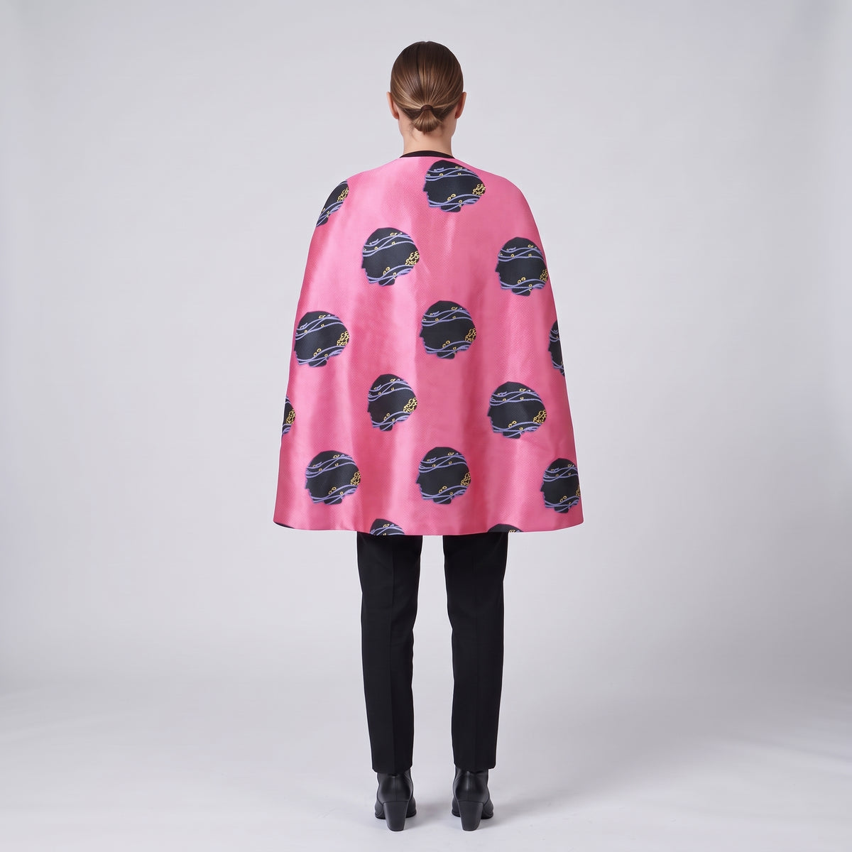 Graphic Print Pink Cape Jacket