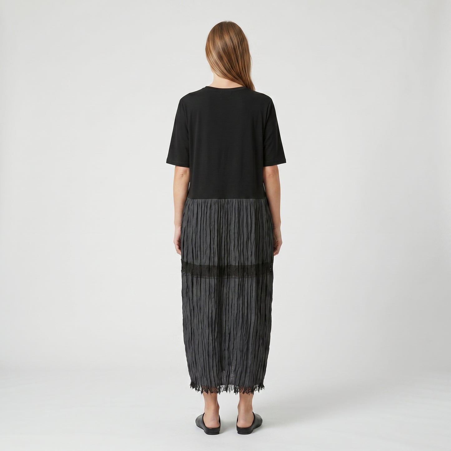 Mixed Media Textured Midi Dress
