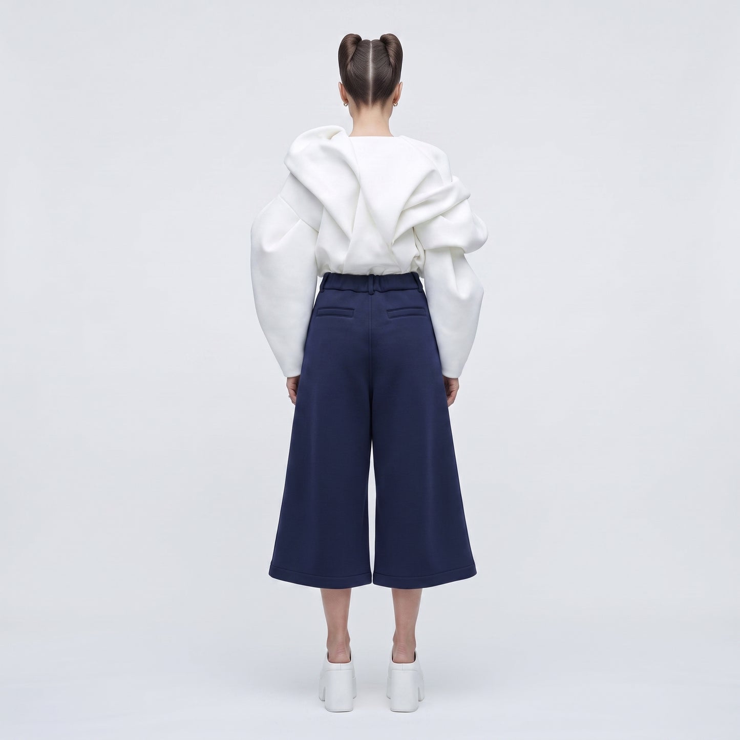 Tailored Navy Culotte Shorts