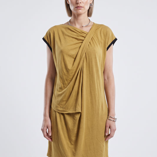 Draped Mustard Cotton Top