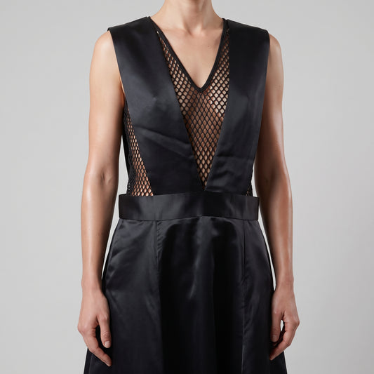 Structured Black Suspender Skirt