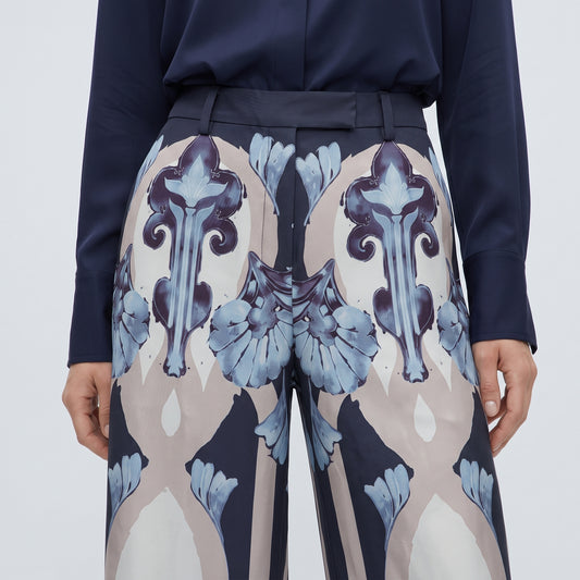 Printed Wide Leg Tailored Trousers