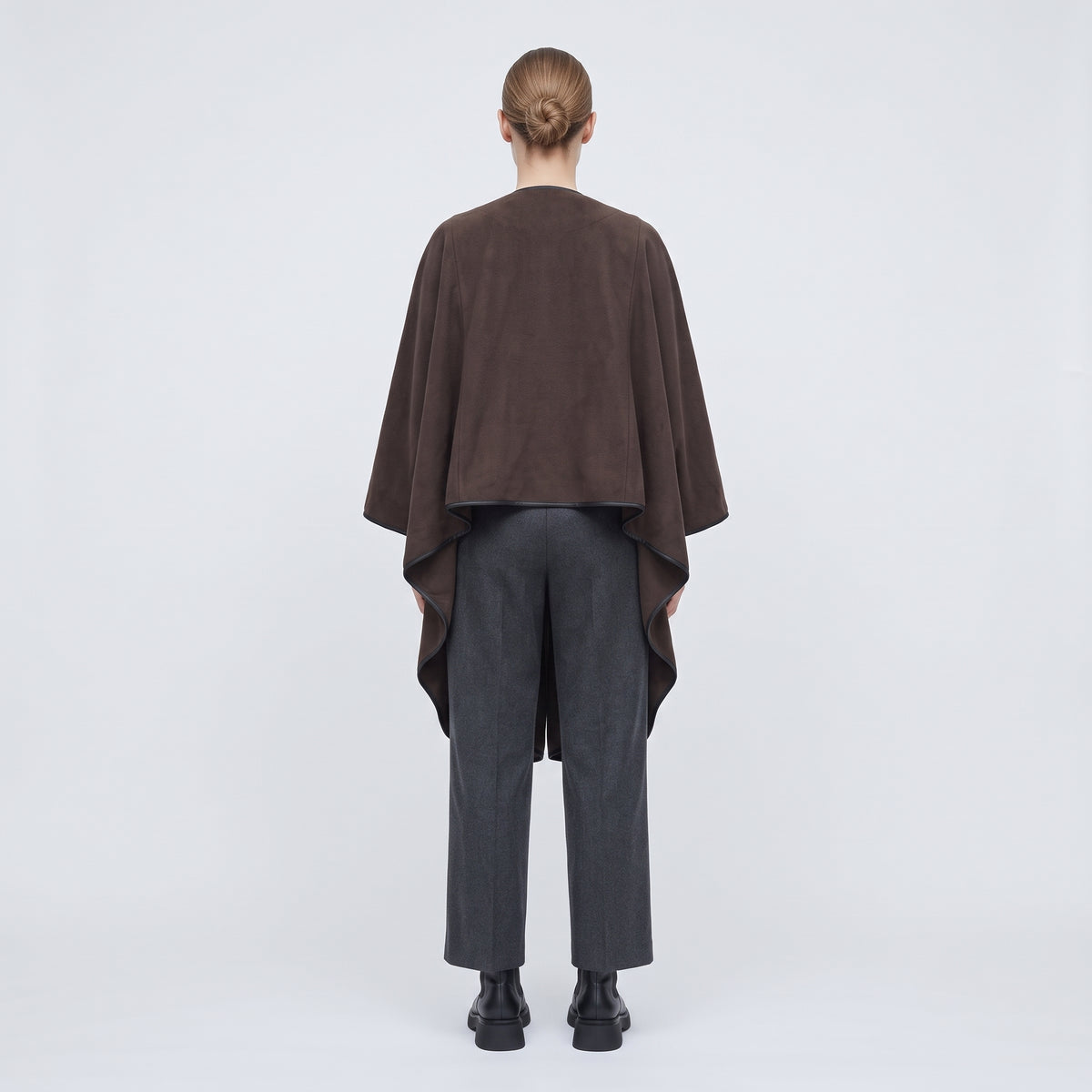 Leather Trimmed Wool Cape