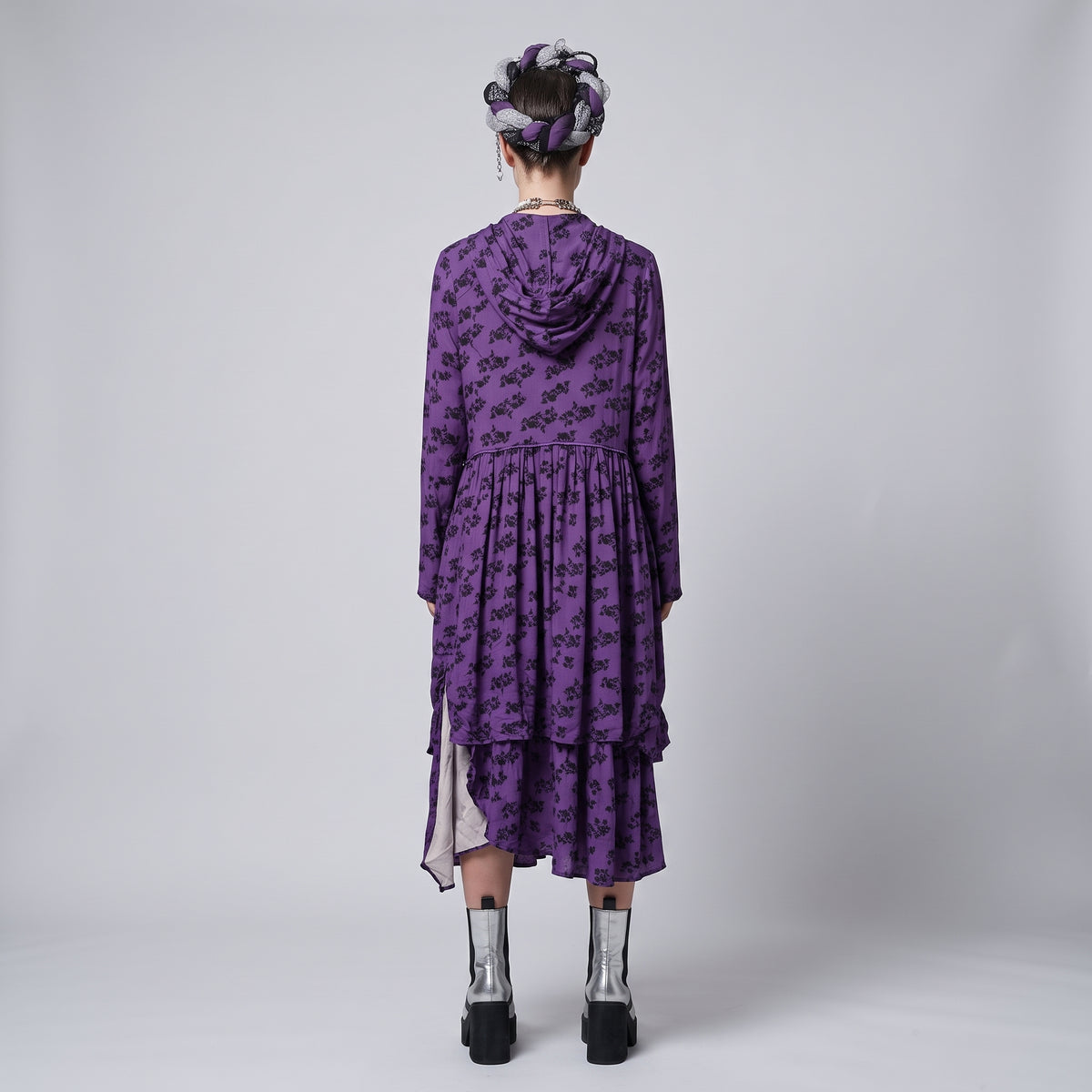 Floral Print Tie-Neck Dress