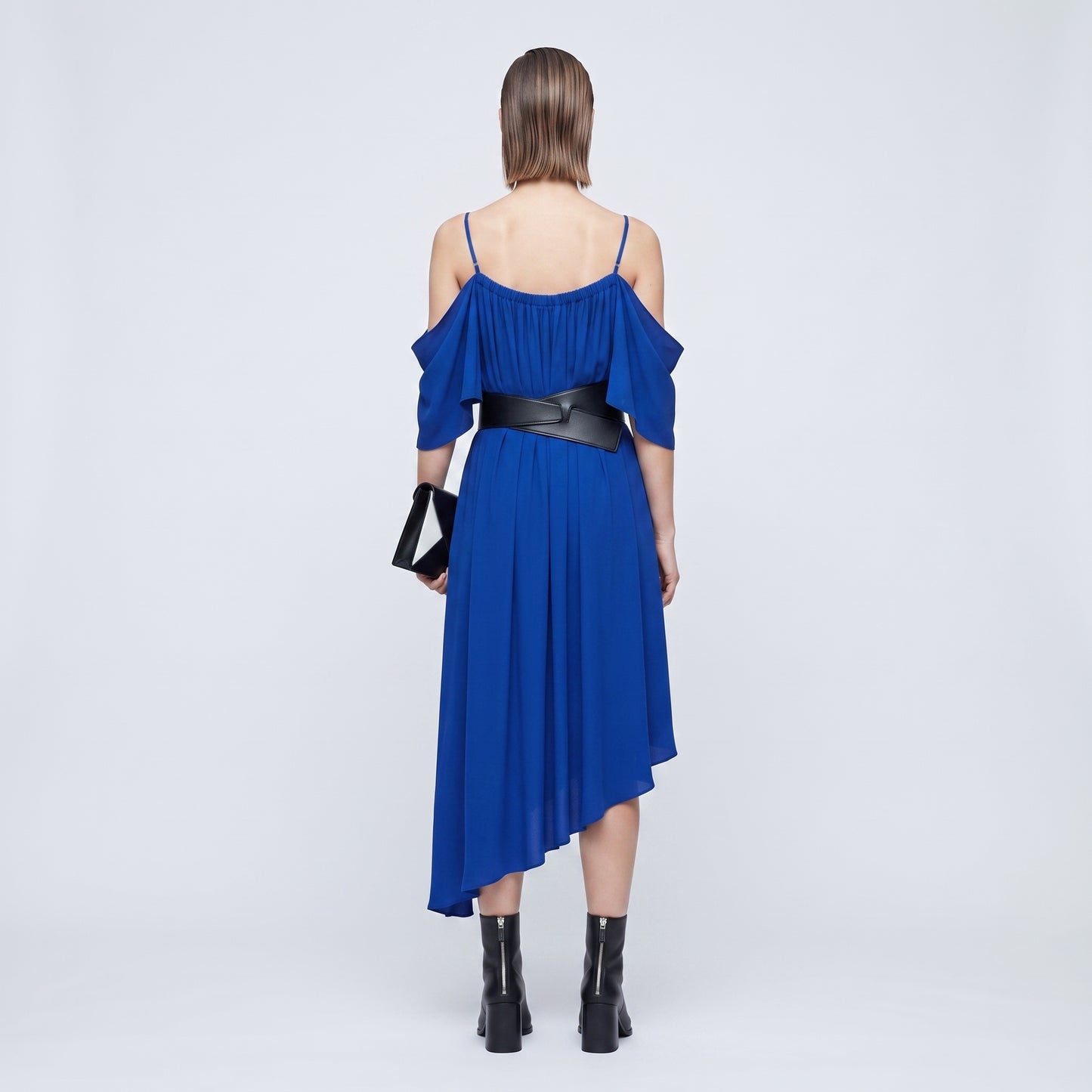 Asymmetric Cold Shoulder Soft Dress