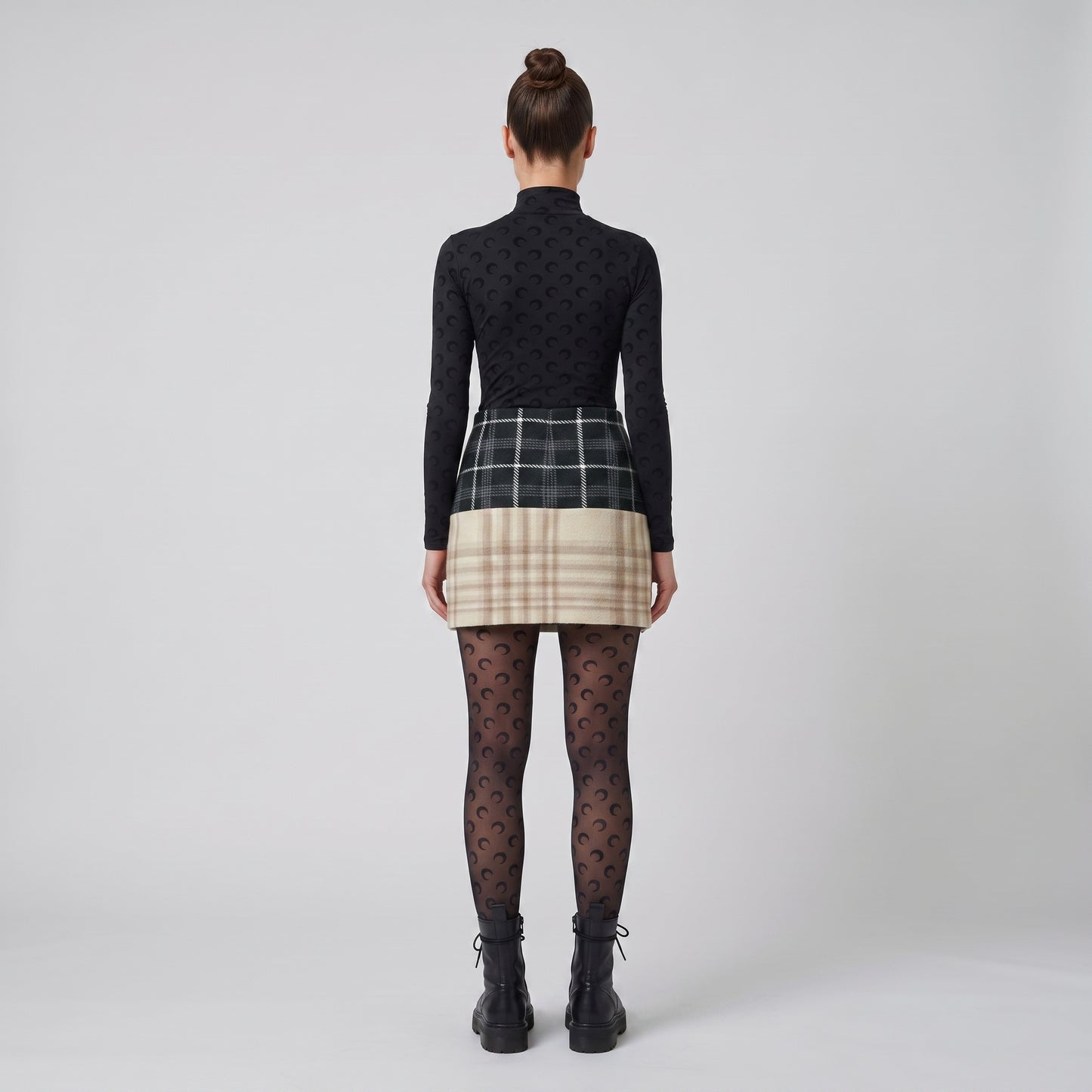 Fringed Plaid Mini Skirt
