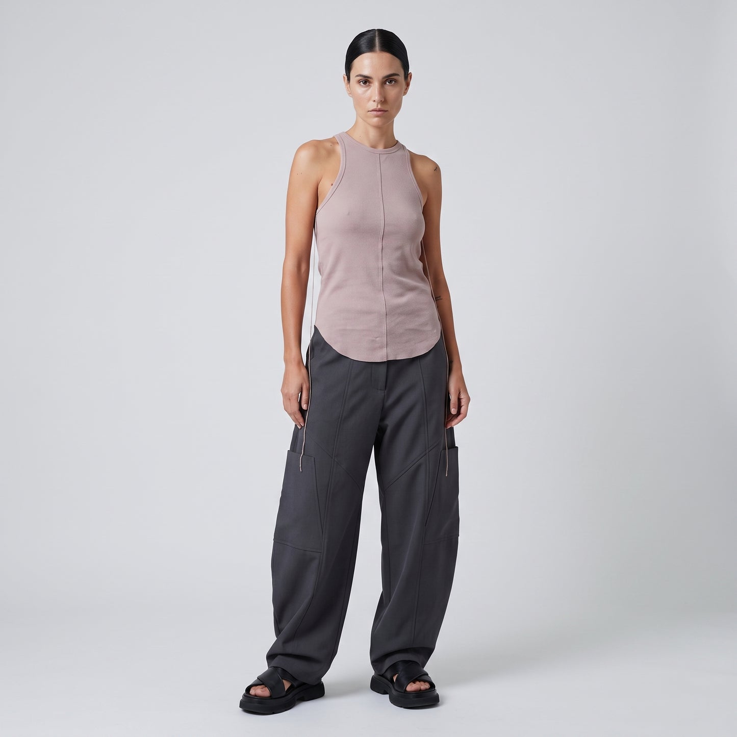 Ribbed Curved Hem Tank