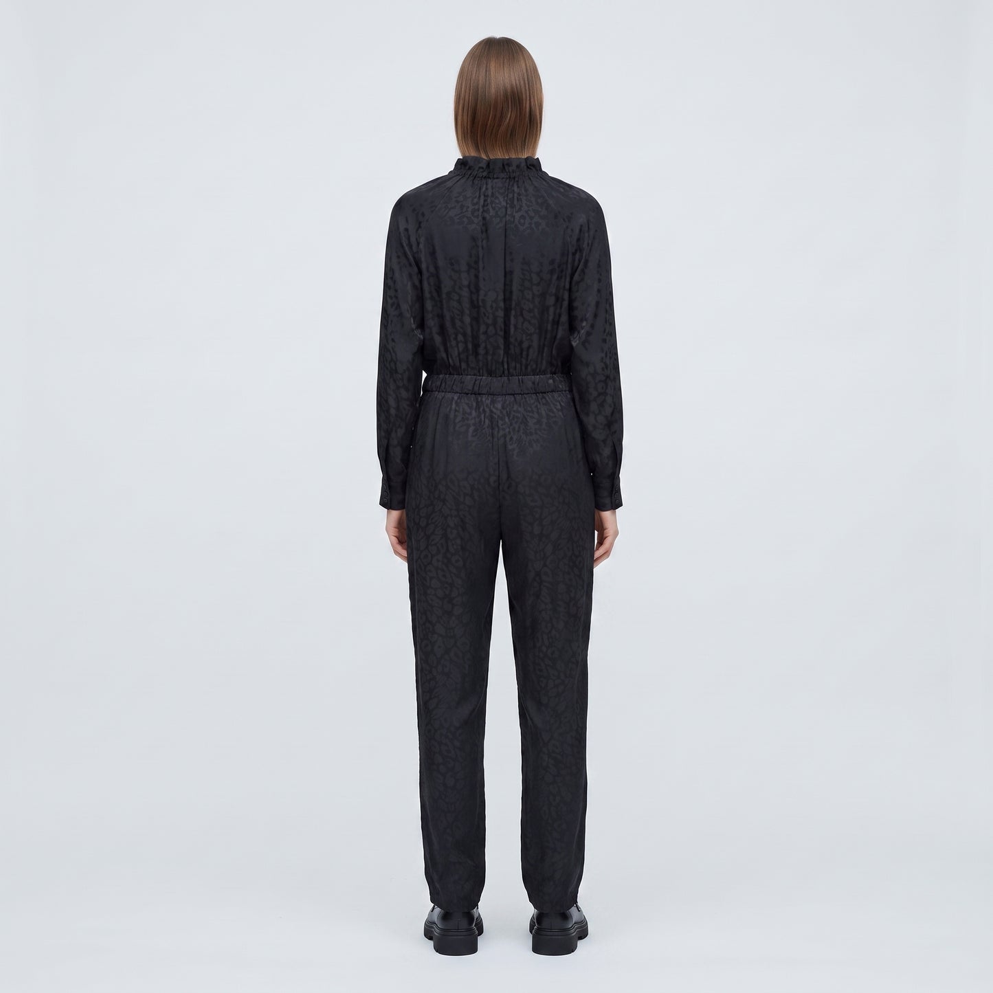 Elegant Black Jacquard Jumpsuit