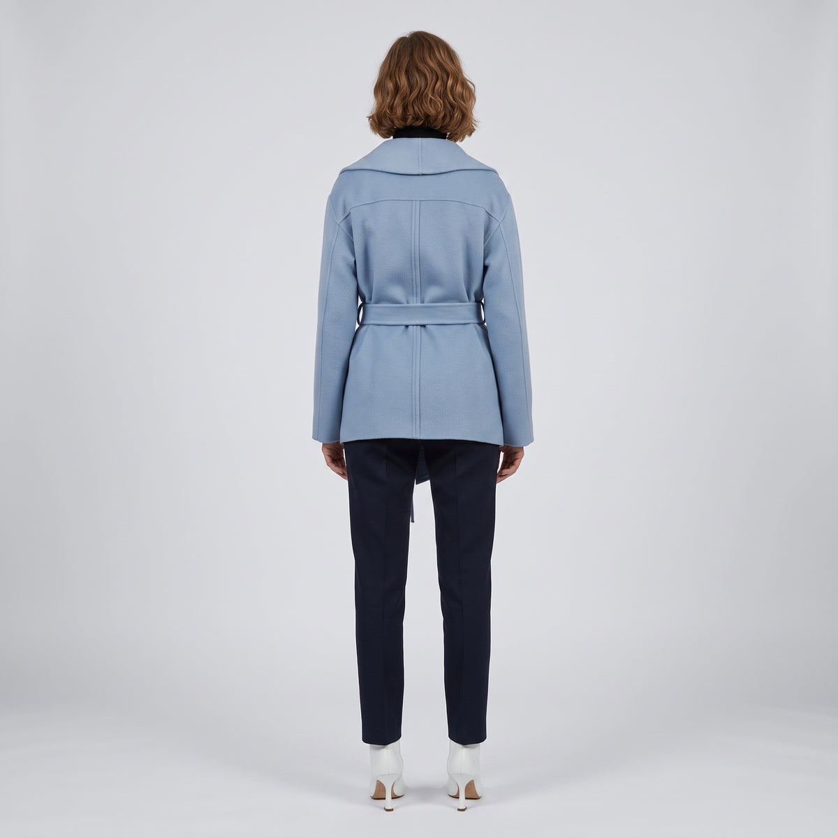 Fringed Belted Wool Wrap Jacket
