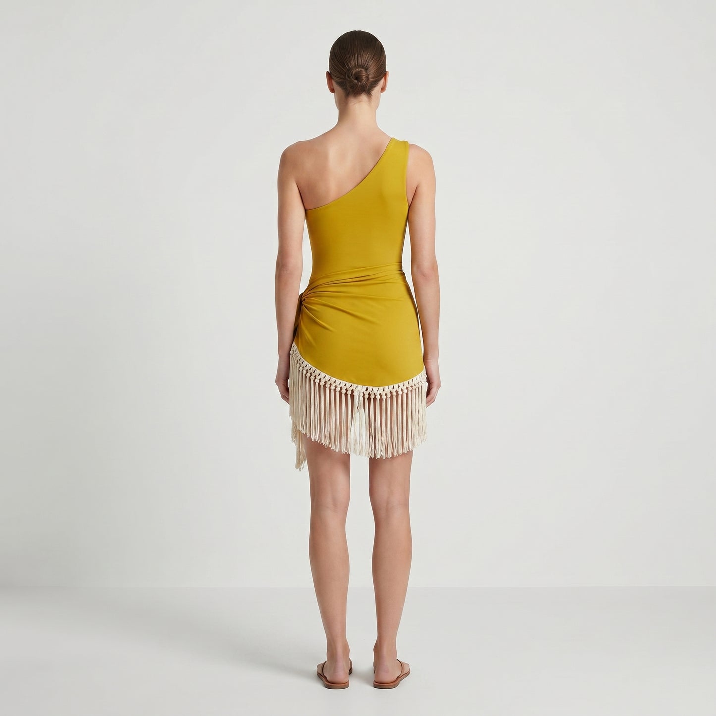 One-Shoulder Fringe Mini Dress