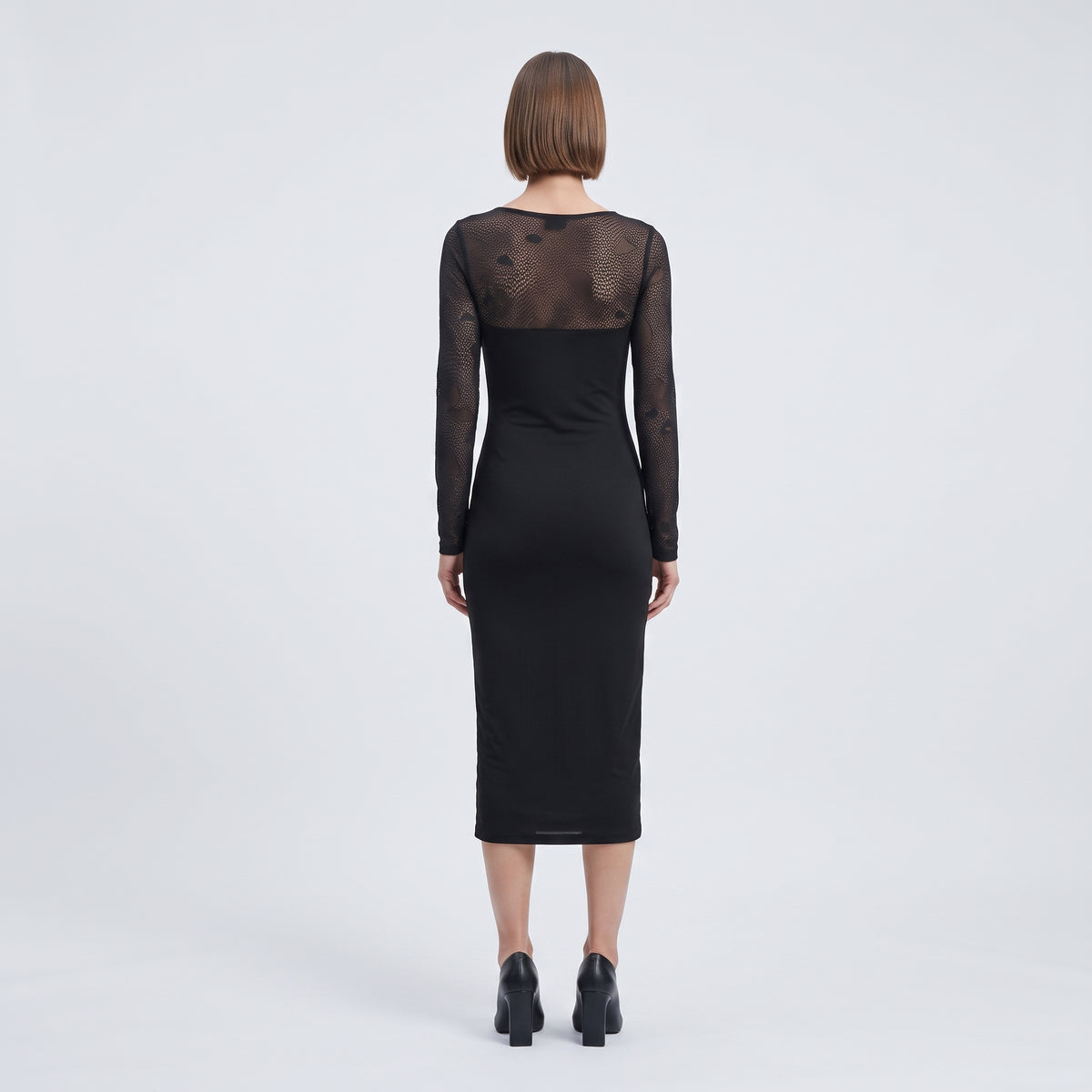 Elegant Lace Detail Black Dress