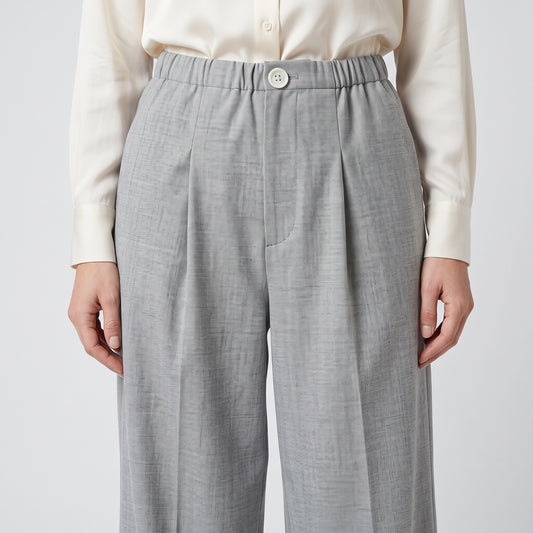 Tailored Grey Wide-Leg Trousers