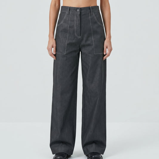 Wide Leg Denim Trousers