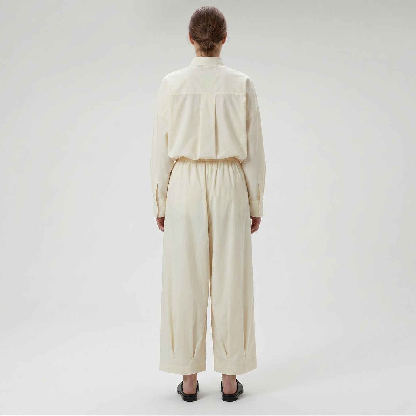 Pleated High-Waisted Wide-Leg Trousers