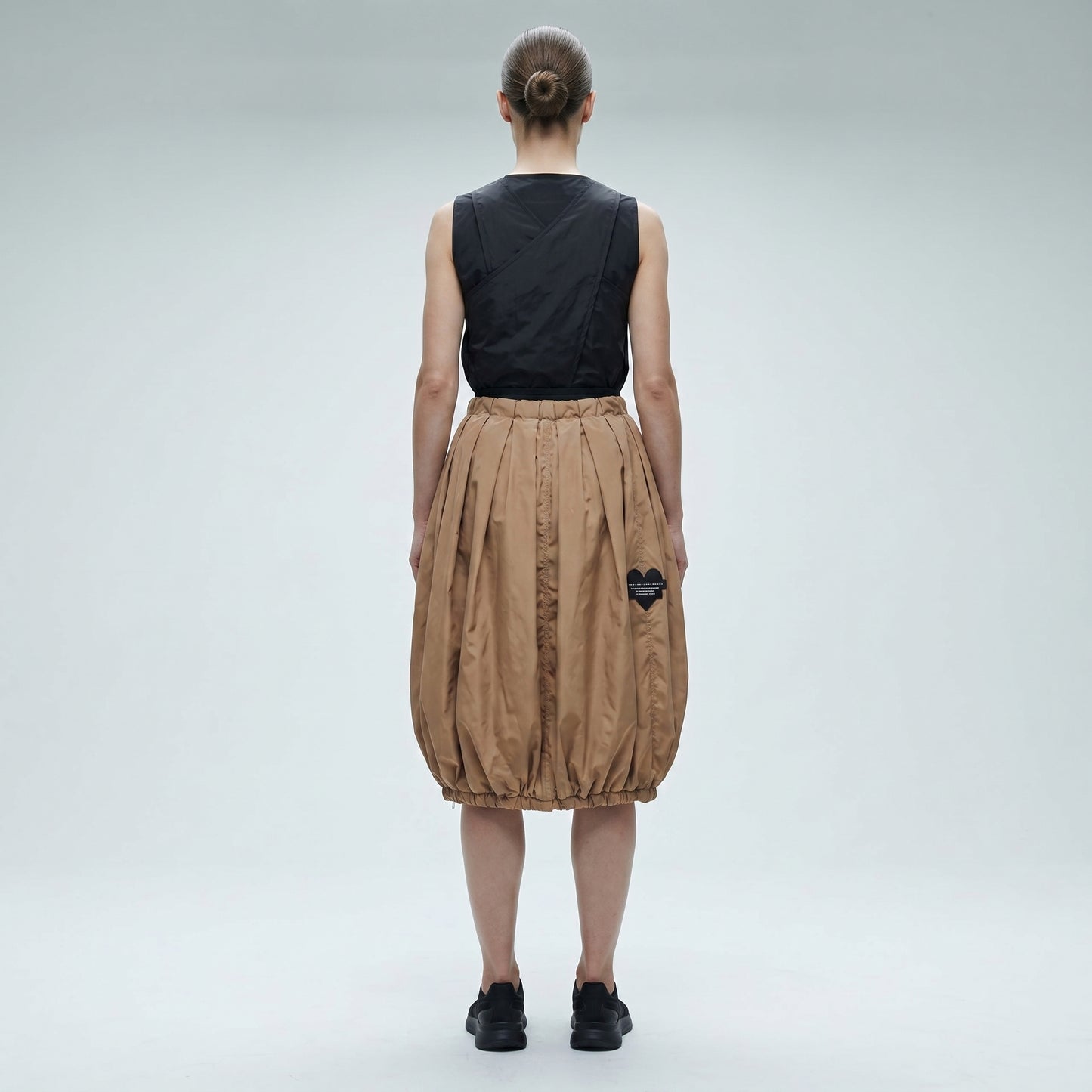 Pleated Voluminous Black Skirt