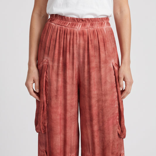 Terracotta Utility Wide-Leg Trousers