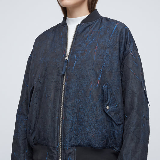 Textured Navy Bomber Jacket