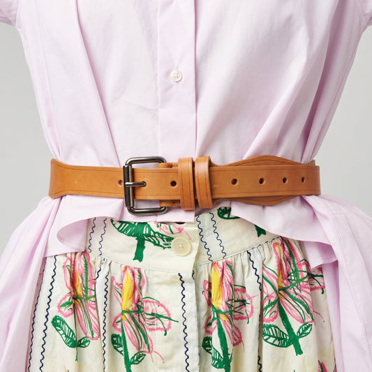 Scalloped Edge Leather Waist Belt