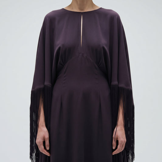 Fringed Dark Purple Kaftan Dress