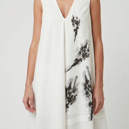 Asymmetric Graphic V-Neck Dress