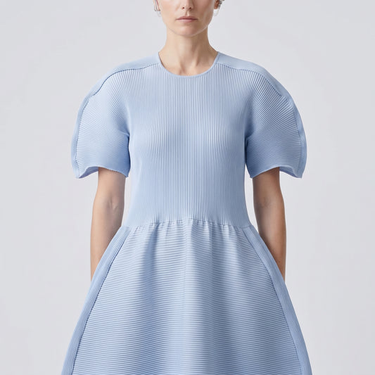 Sculptural Pleated Knit Dress