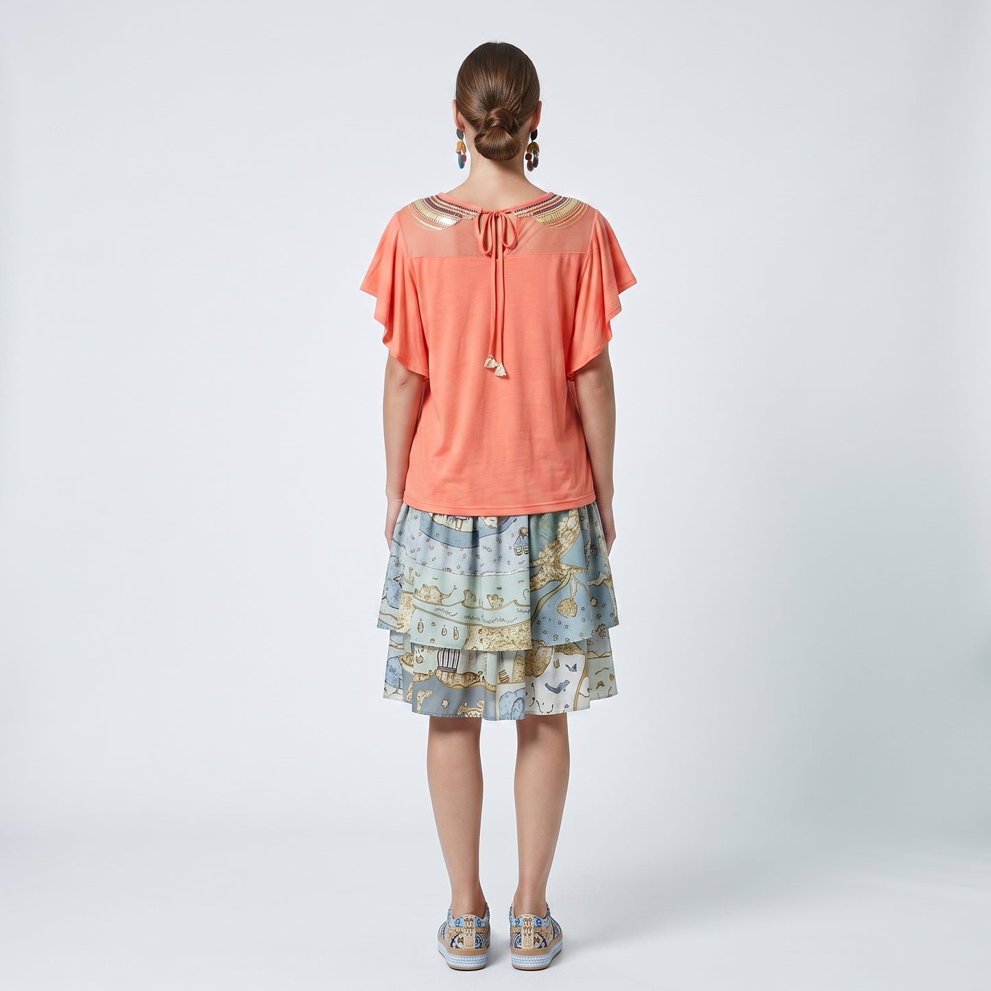 Embellished Flutter Sleeve Top