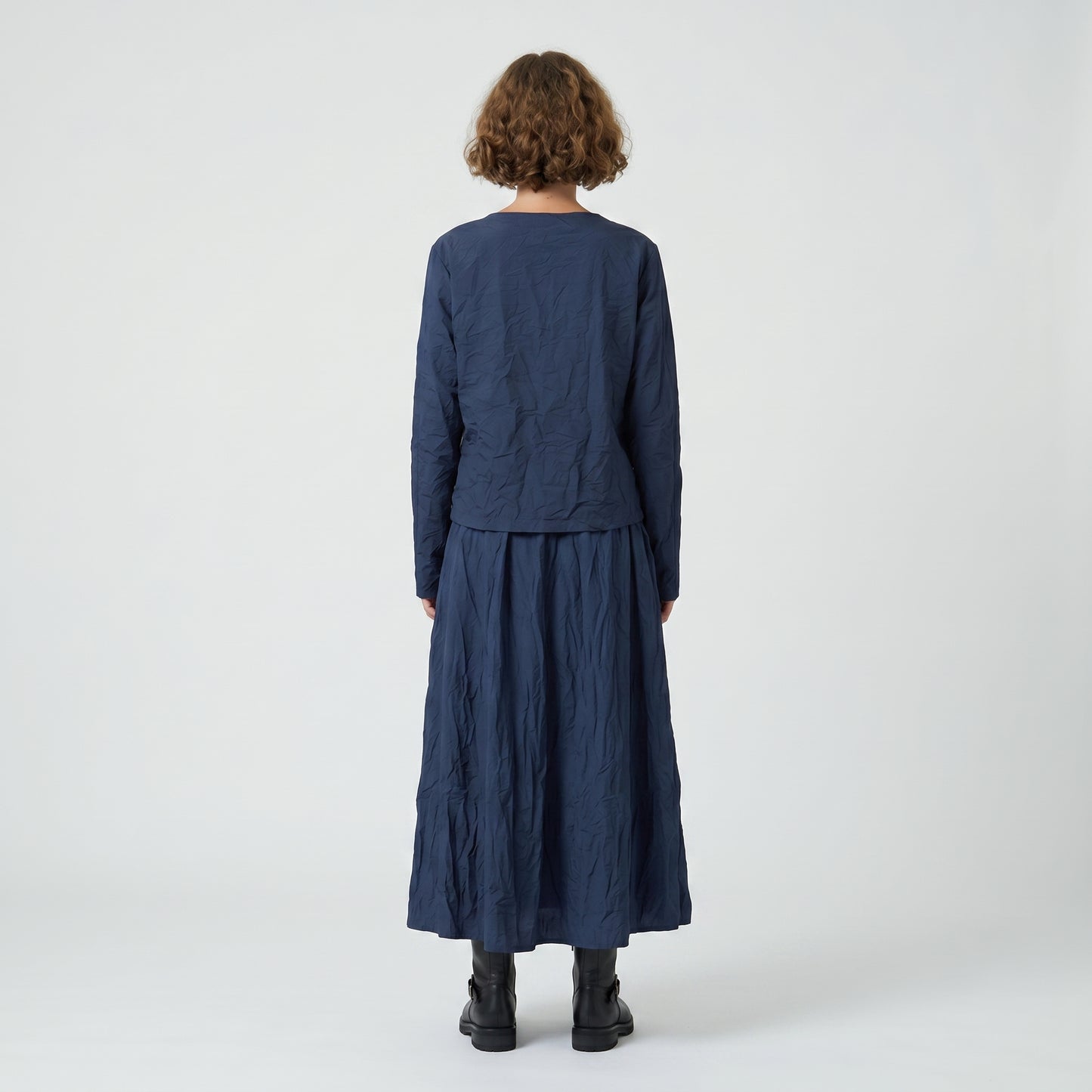 Crinkled Glitter Detail Navy Jacket