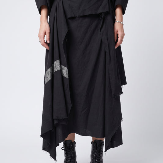 Asymmetric Draped Midi Skirt