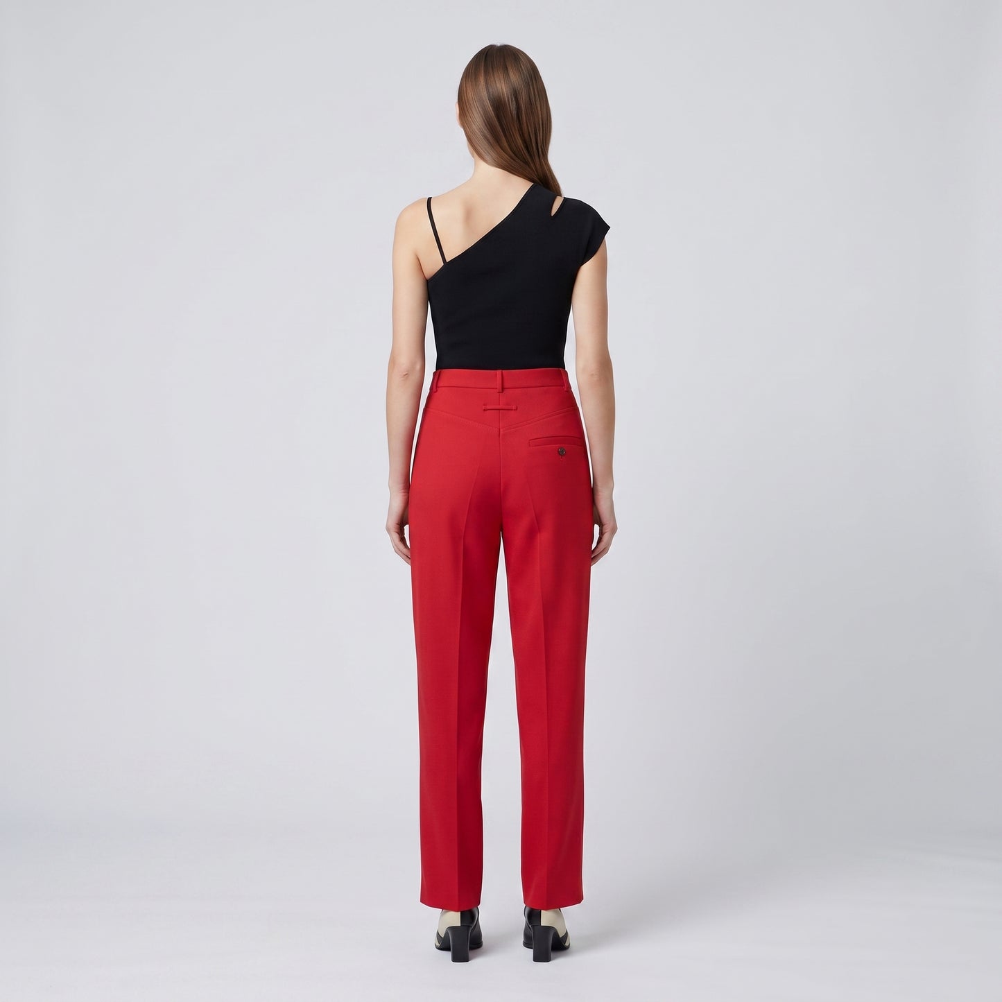 Tailored High-Waist Slim Trousers